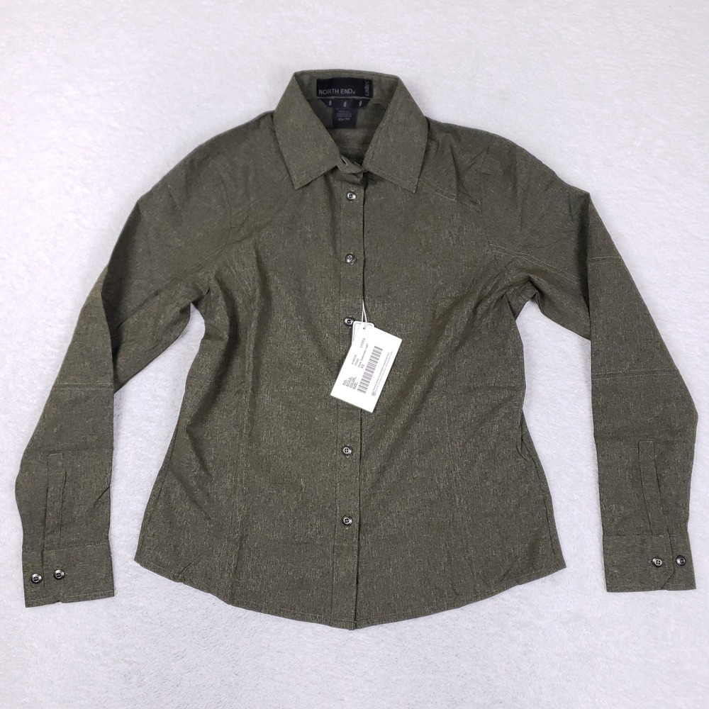 NORTH END Green Button Up Shirt Womens XS Casual Outdoor Top Gorpcore